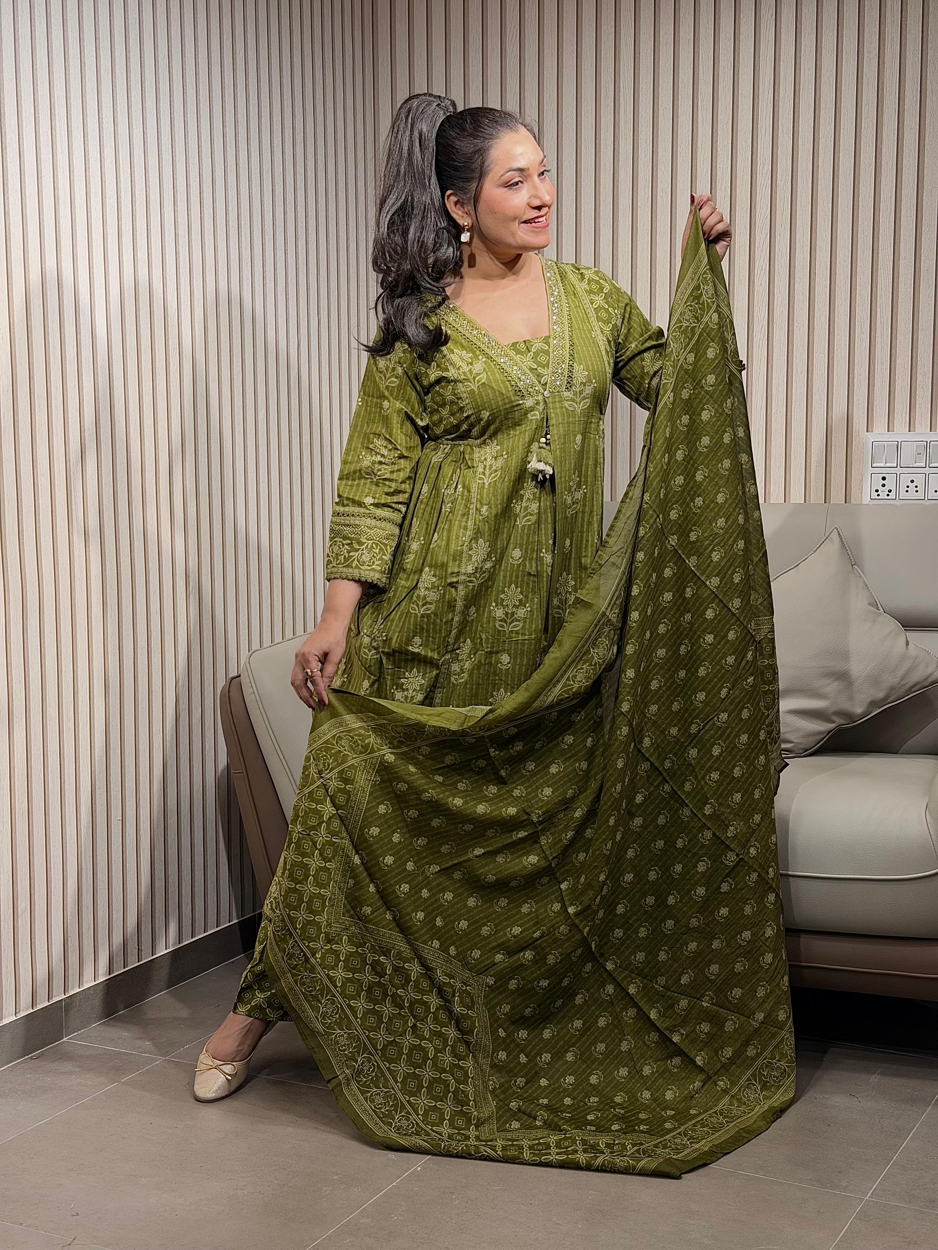 jaipuri style sequence work dress