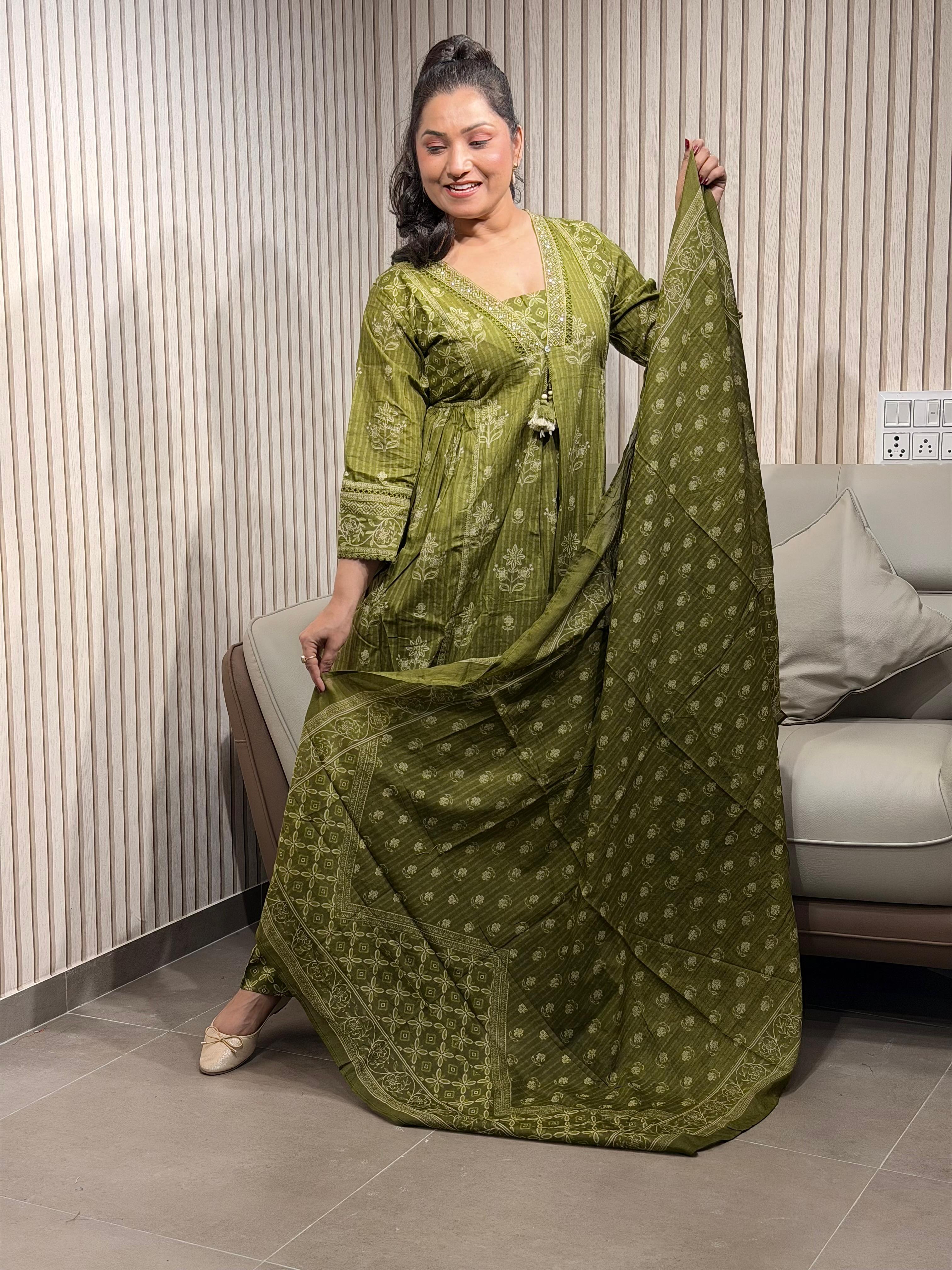 jaipuri style sequence work dress