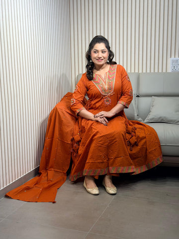 Maharani rust colour premium dress