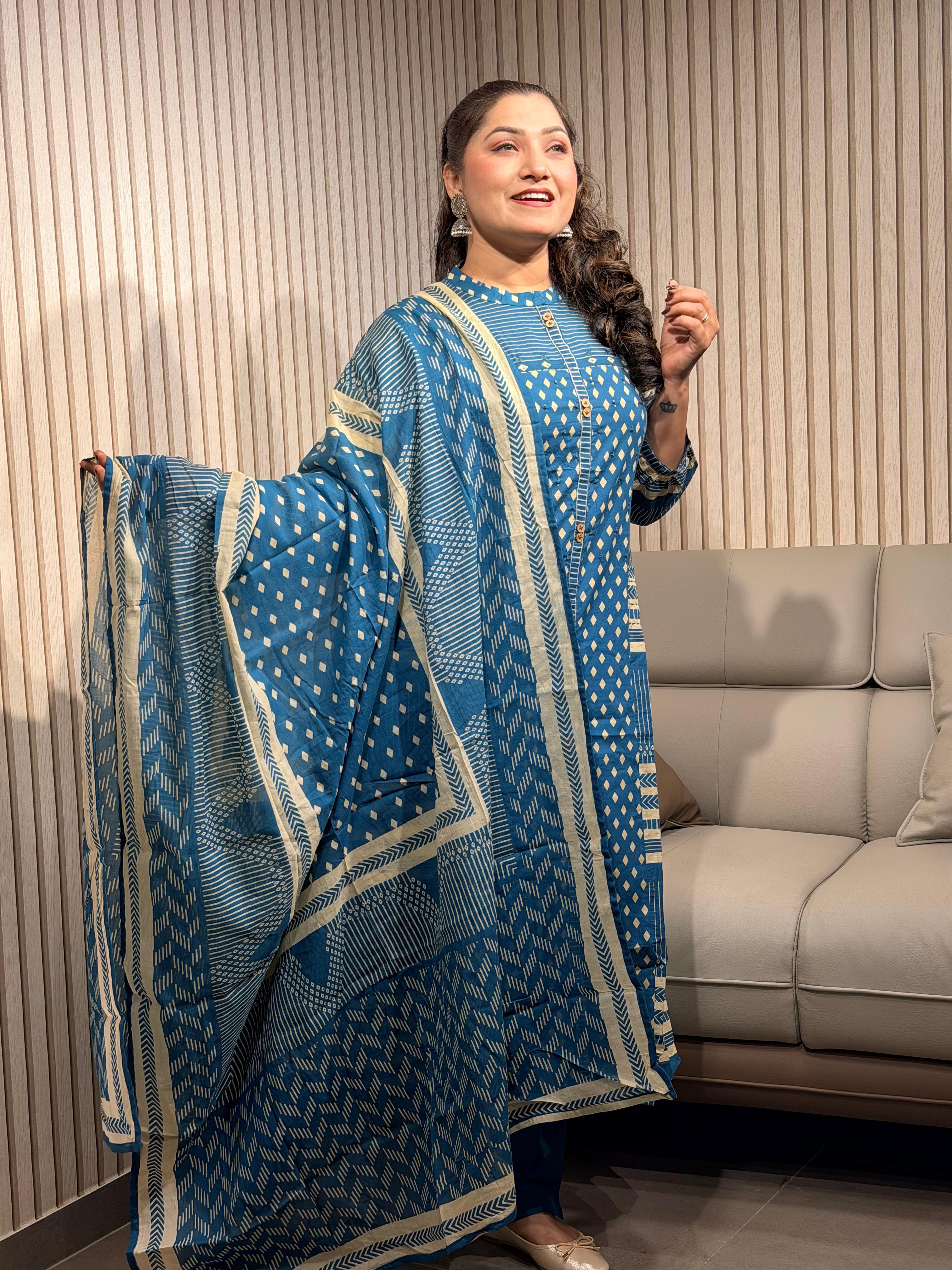 feather blue mulcotton dress