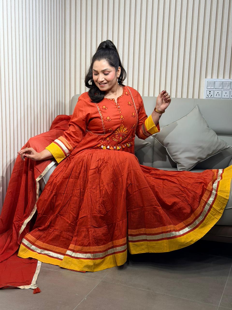 Round-Orange hot selling dress