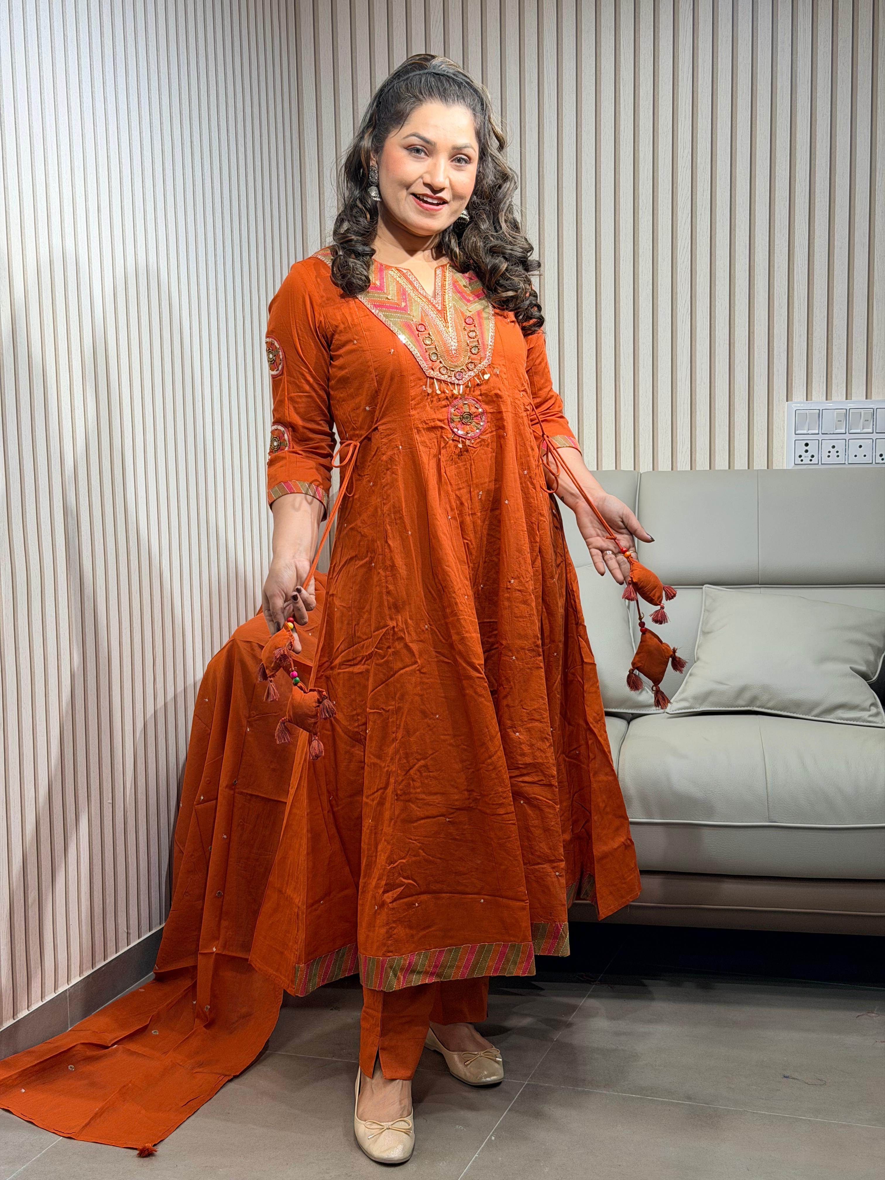 Maharani rust colour premium dress