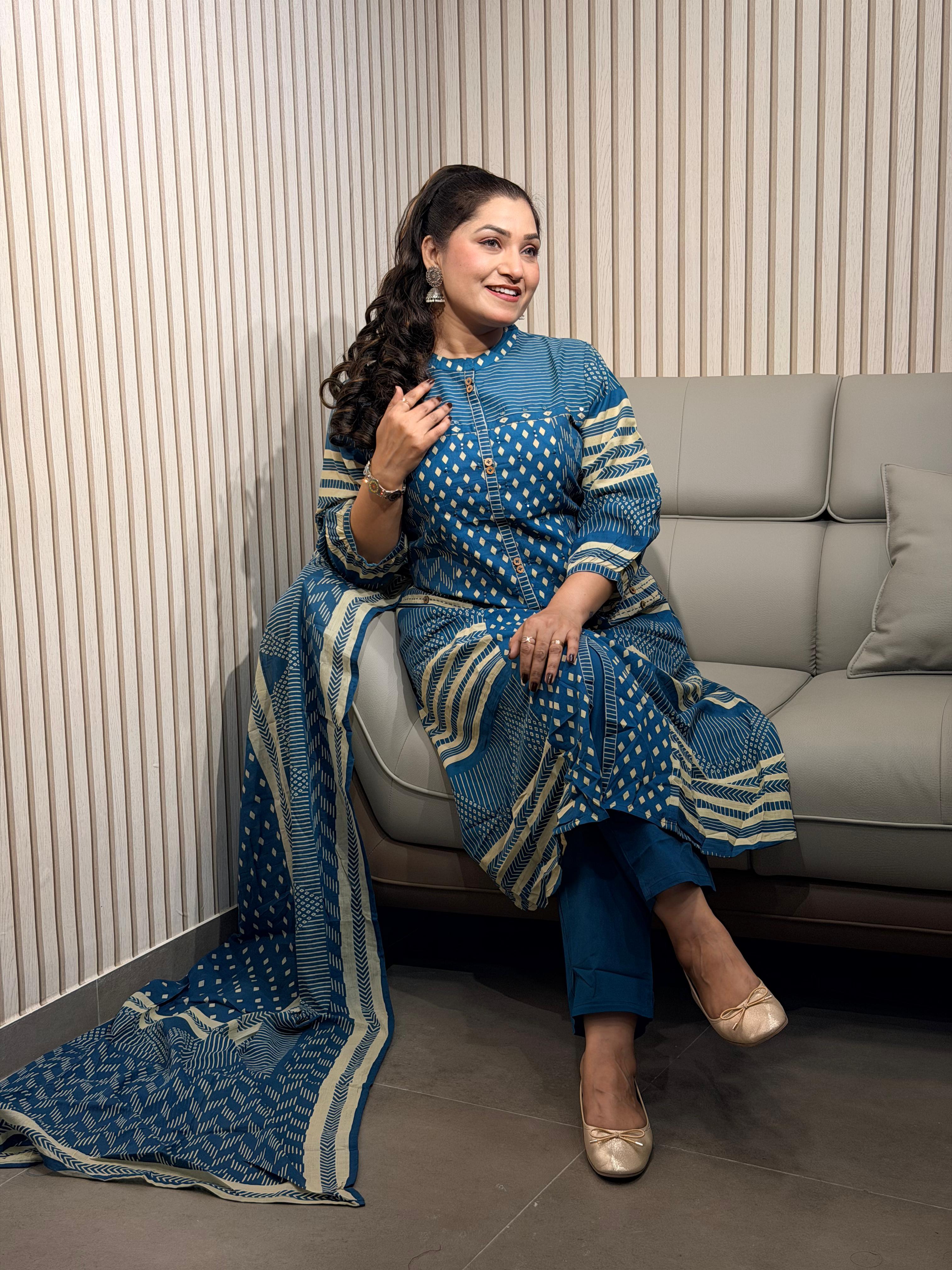 feather blue mulcotton dress