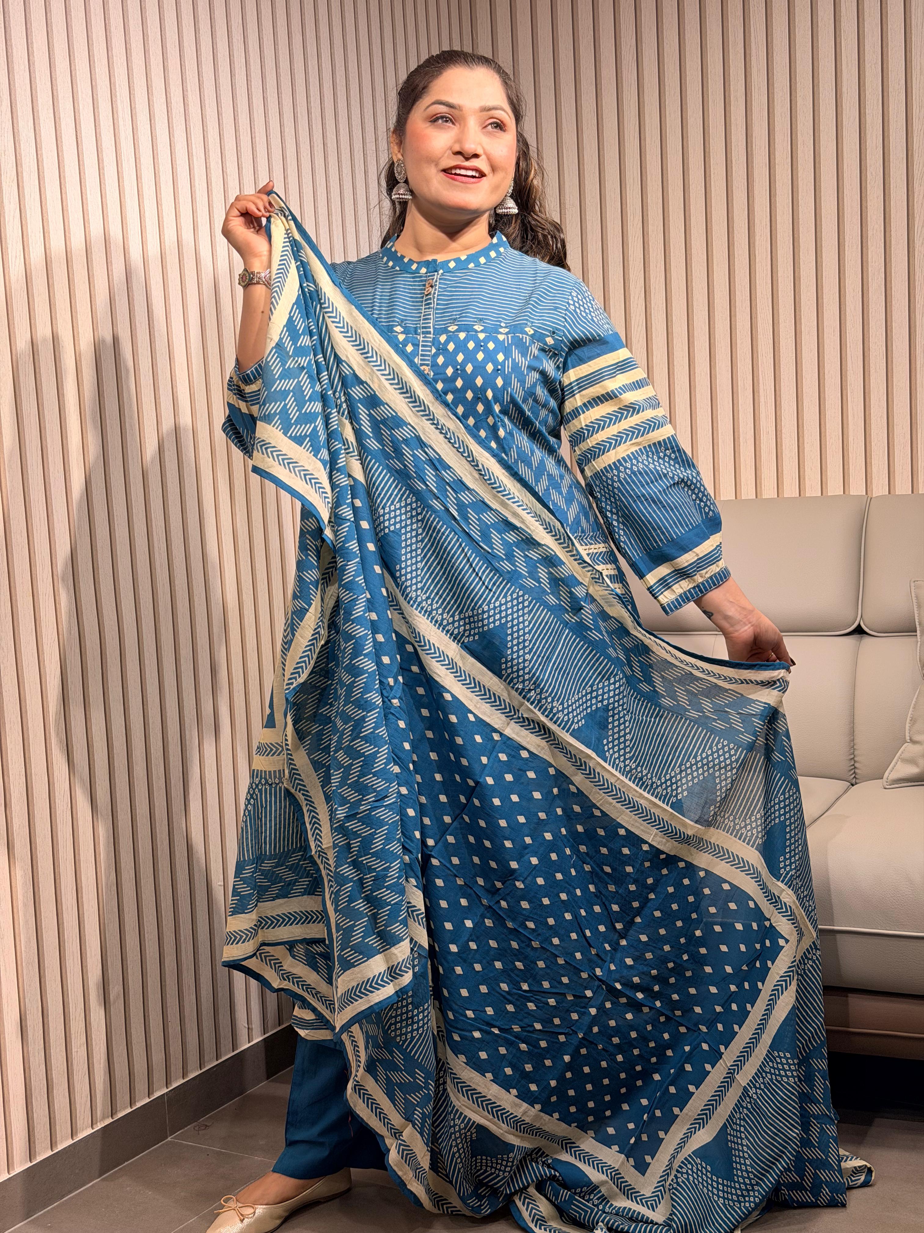 feather blue mulcotton dress